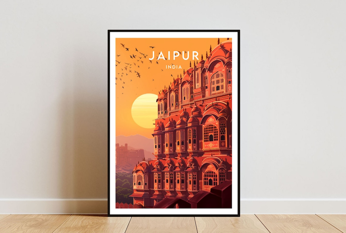 Jaipur Travel Poster, Rajasthan India Wall Art