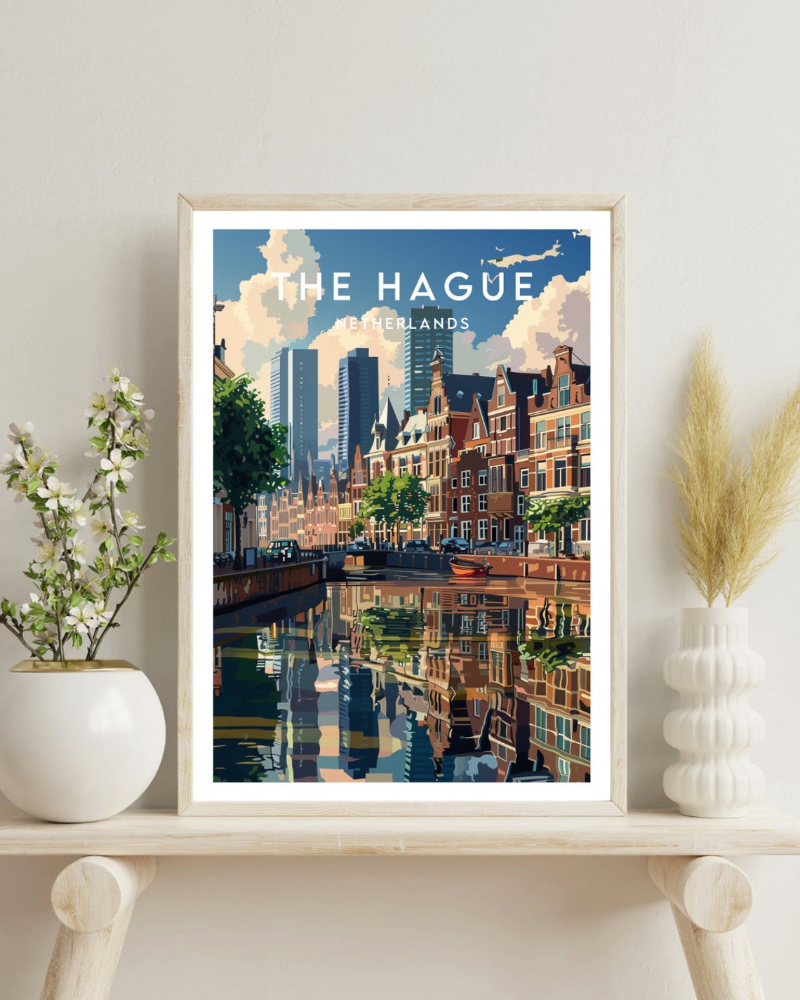 The Hague Netherlands Canal Reflection Historic Gabled Houses Poster - Image 4