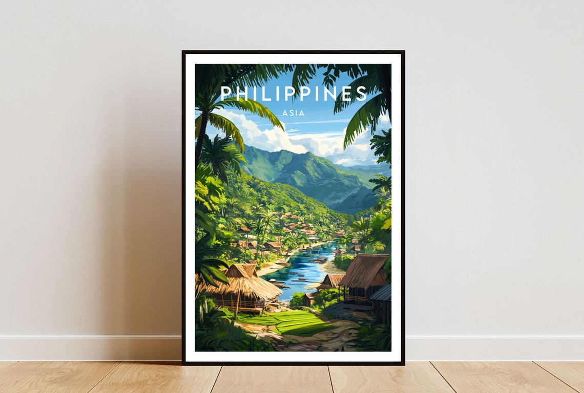 Philippines Asia Tropical River Valley Rice Terraces Village Poster