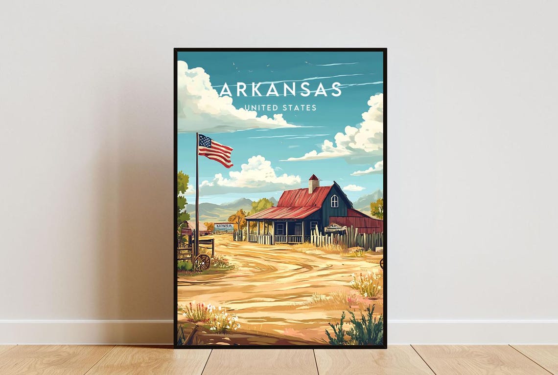 Arkansas Travel Print United States Arkansas Poster America Poster Travel Wall Art America Print America Arkansas Wall Art Usa Art