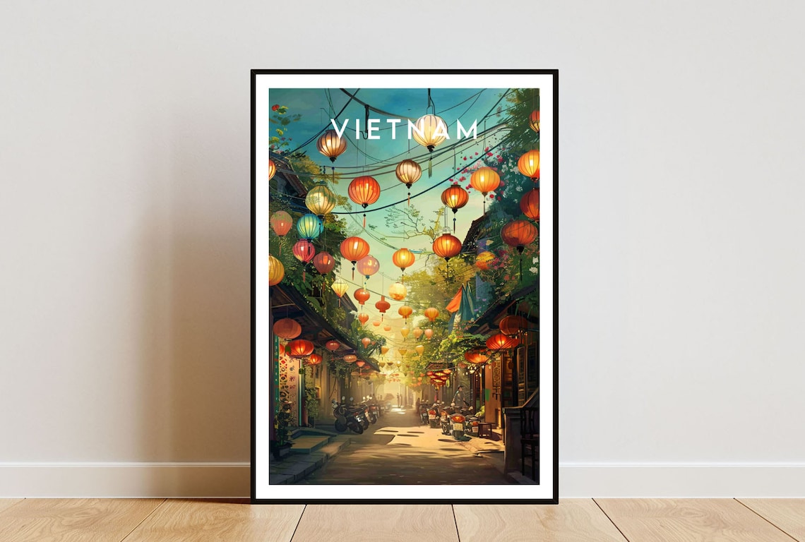 Vietnam Travel Poster, Hanoi Hoi An Wall Art