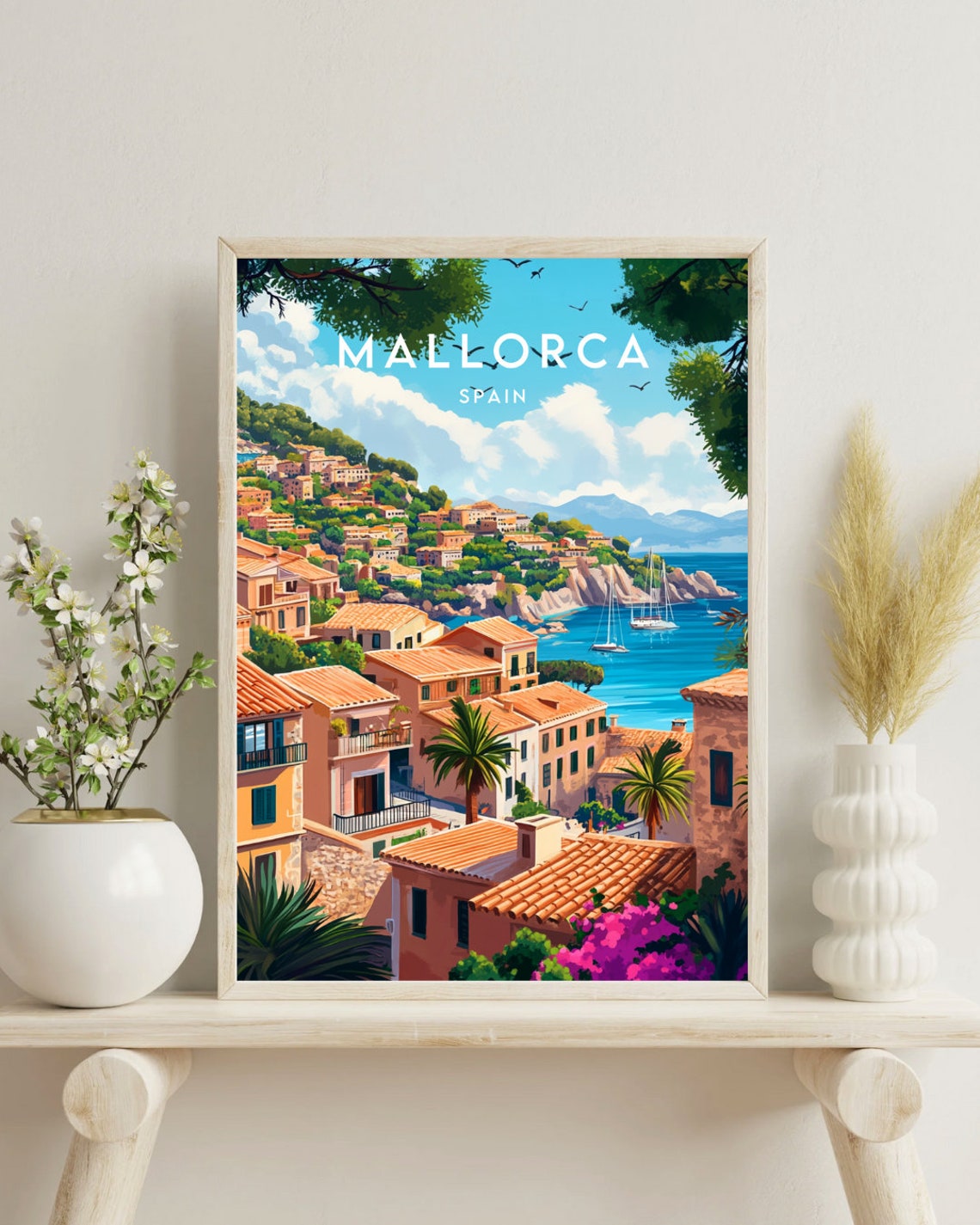 Mallorca Coastal Village Harbor Mediterranean Spain Travel Poster - Image 4