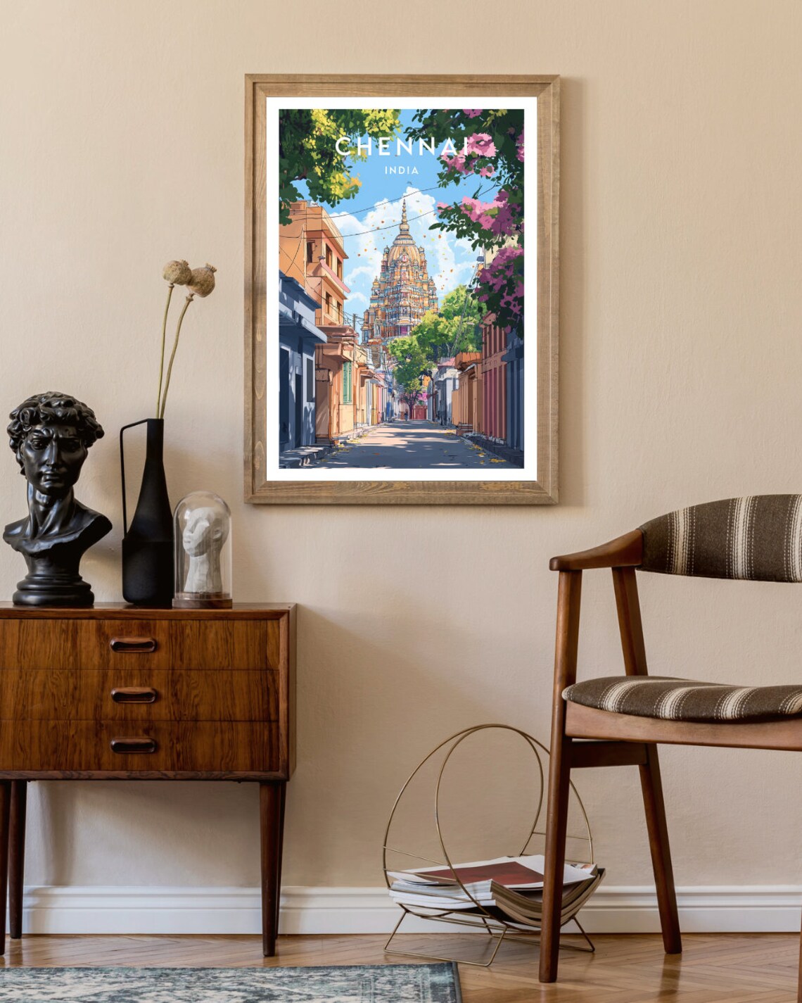 Chennai India Hindu Temple Tower Colorful Street Travel Poster - Image 2