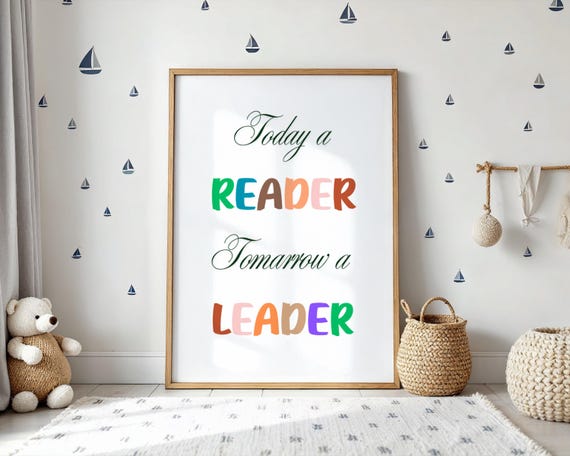 Book Wall Art For Kids Nook Decor Club Or Gift Today A Reader Quote Nursery Playroom Lover