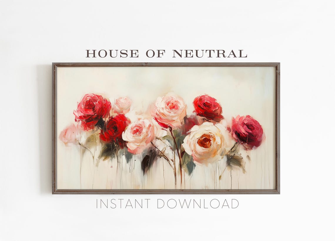 Frame Tv Art Flower Art Valentines Day Tv Art Love Art Frame Tv Art Oil Painting Neutral Art Cottagecore 169 Ratio Tv244