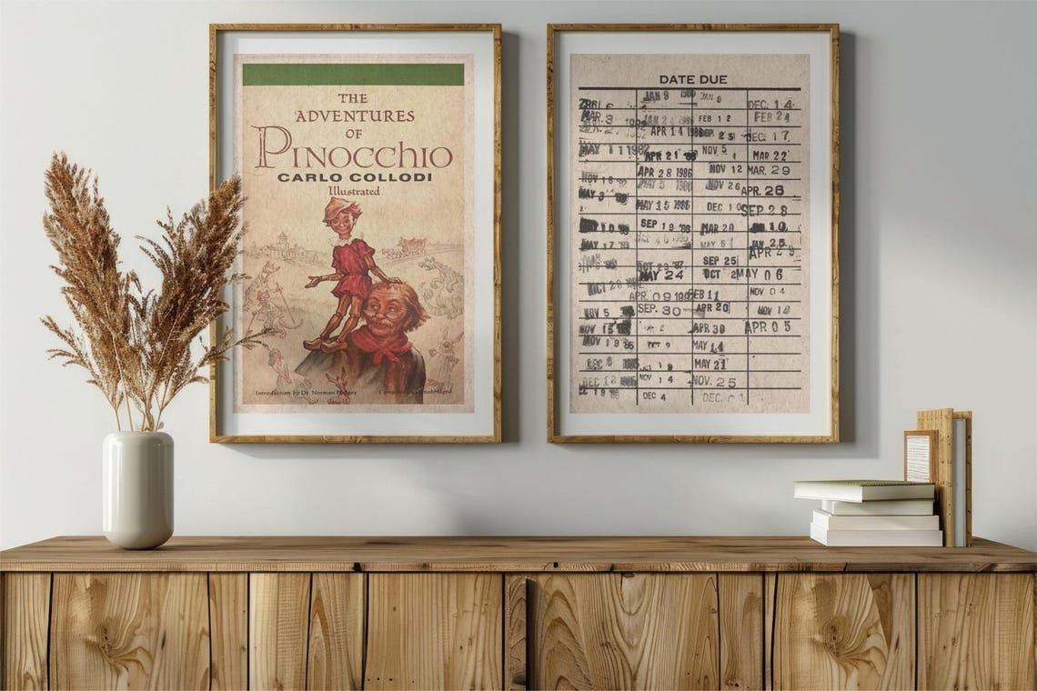 The Adventures of Pinocchio Carlo Collodi Illustrated Cover Poster - Image 3