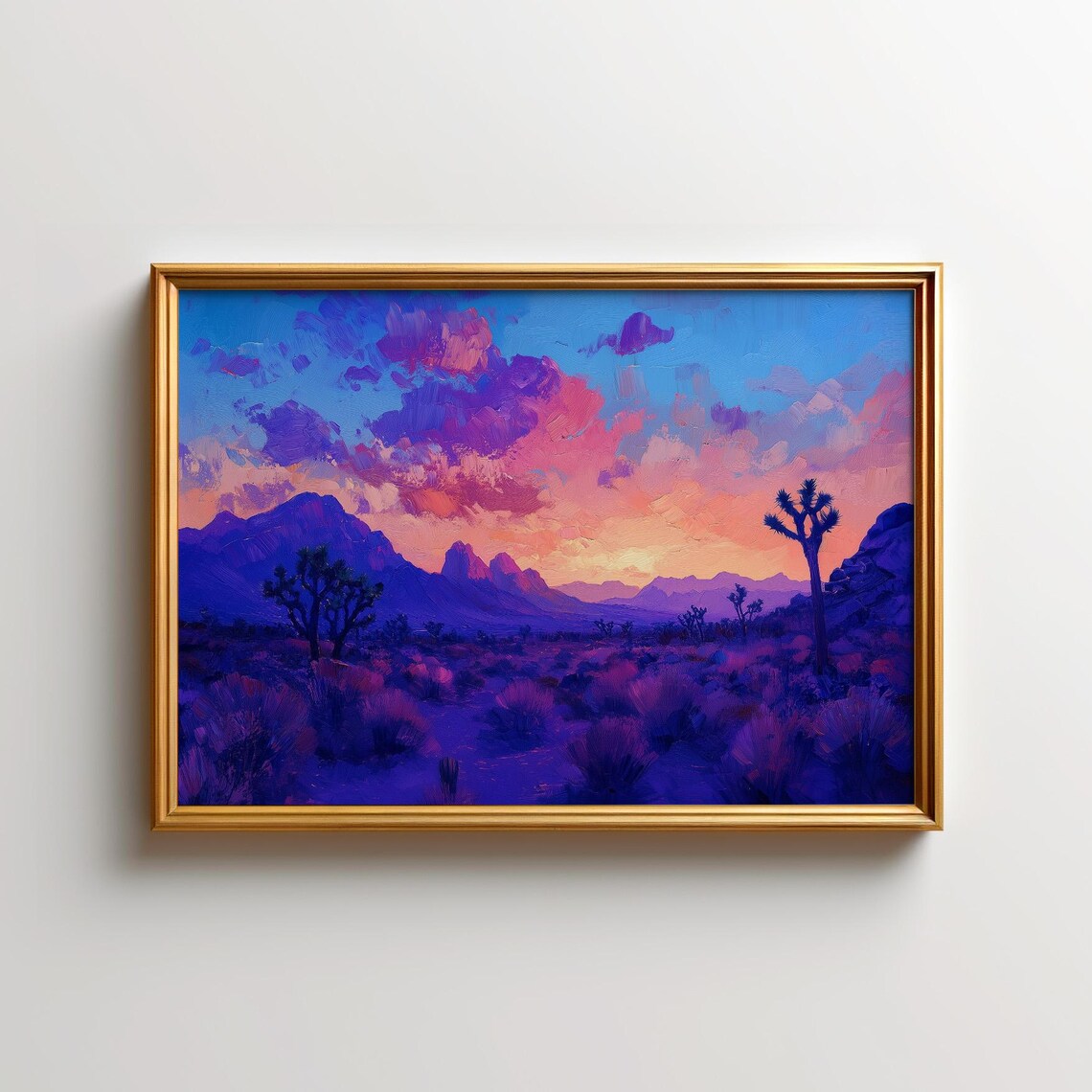 Joshua Tree Sunset, Mojave Desert Landscape Art Print