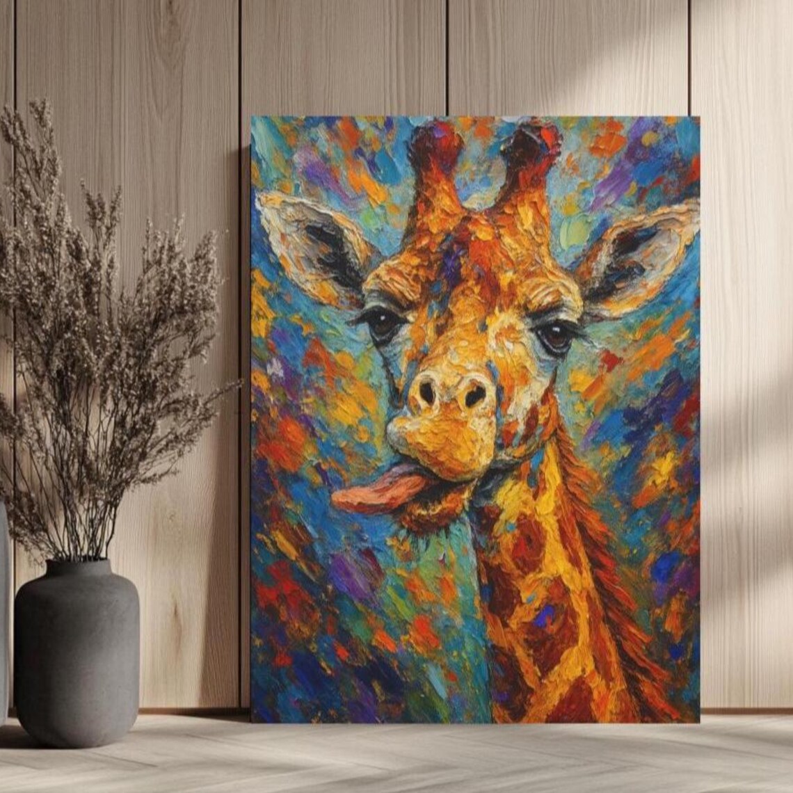 Colorful Giraffe Abstract Safari Animal Art Print