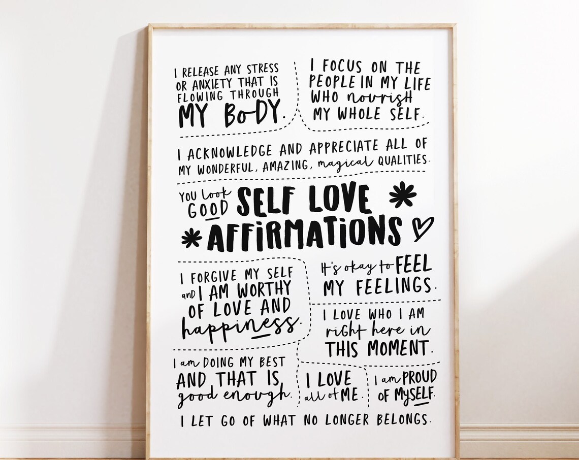 Self Love Affirmation Poster, Positive Daily Art Print