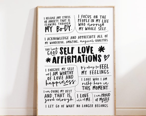 Self Love Affirmation Poster, Positive Daily Art Print