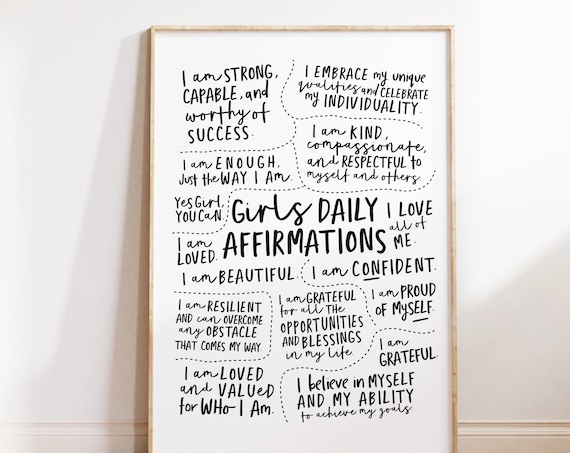Girls Affirmation Poster, Feminist Teen Room Art Print