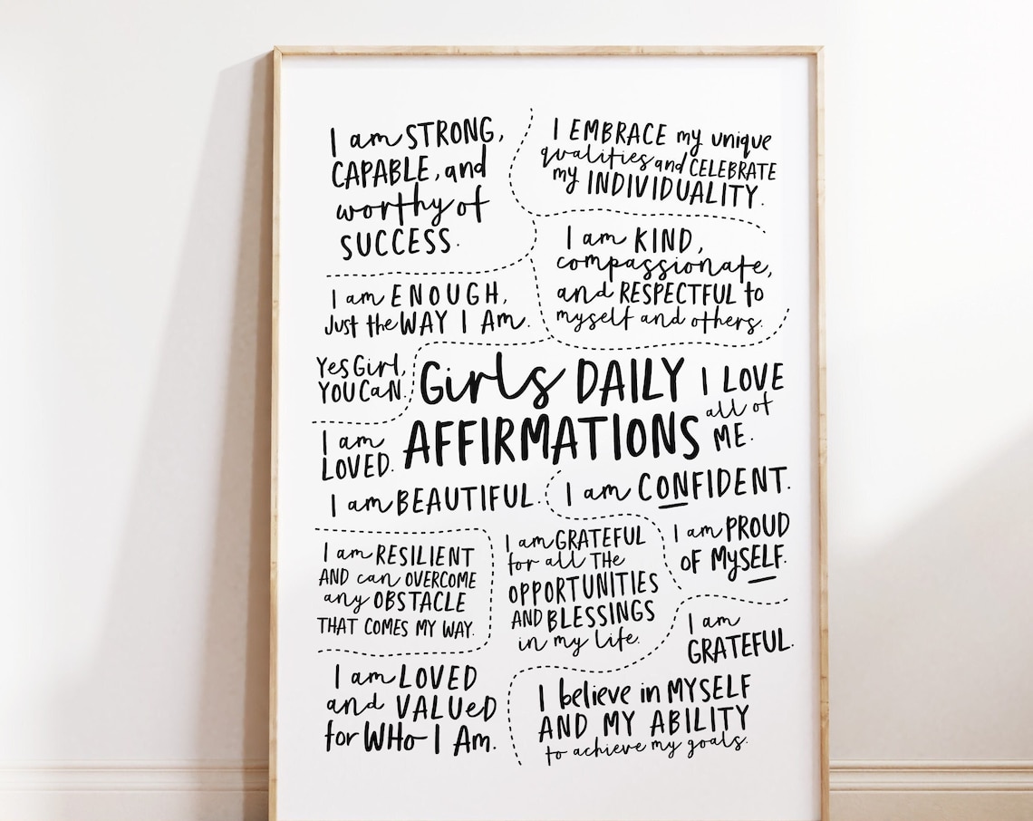 Girls Affirmation Poster, Feminist Teen Room Art Print