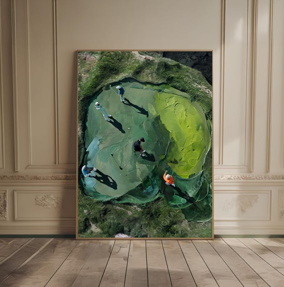 Vintage Golf Poster Decor For Man Cave Abstract Painting Course Artwork Lover Gift Sporty Wall Art