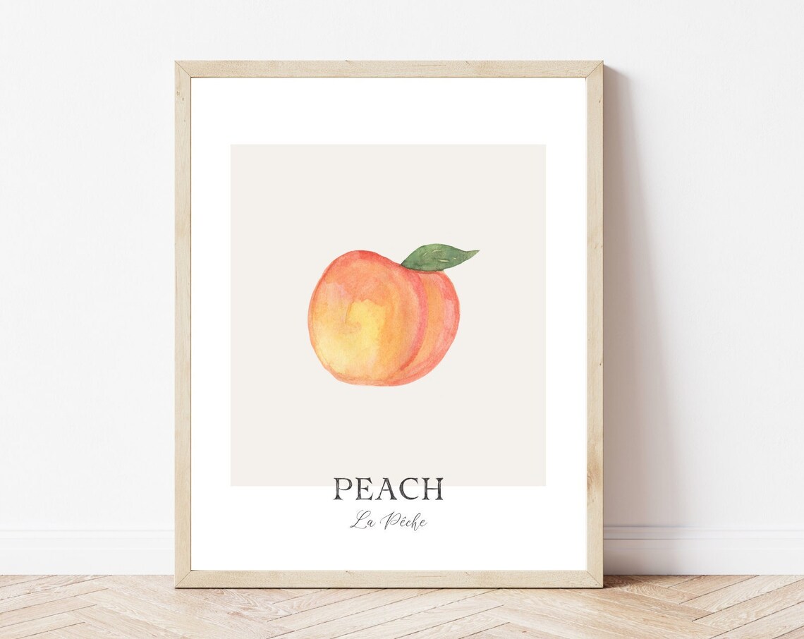 Peach Print, Watercolor Kitchen Wall Art