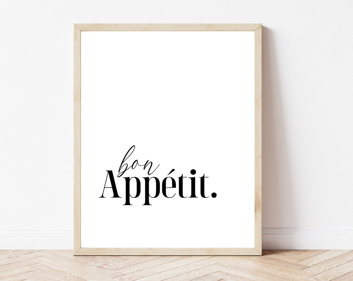 Bon Appetit Kitchen Wall Art, Minimal Dinner Party