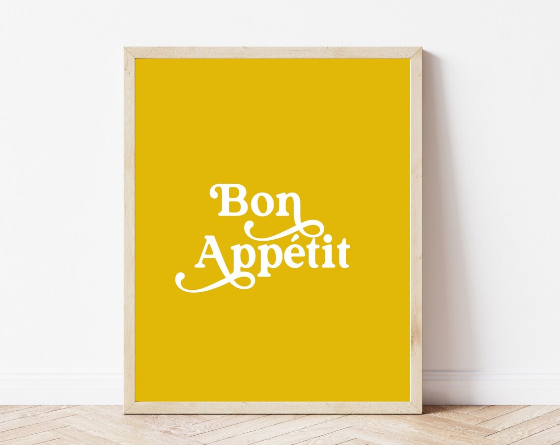 Bon Appetit Retro Typography Kitchen Wall Art
