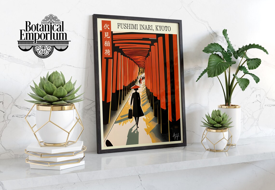 Fushimi Inari Kyoto Vintage Retro Travel Poster
