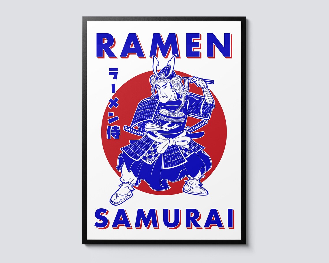 Ramen Samurai Modern Illustration Art Print