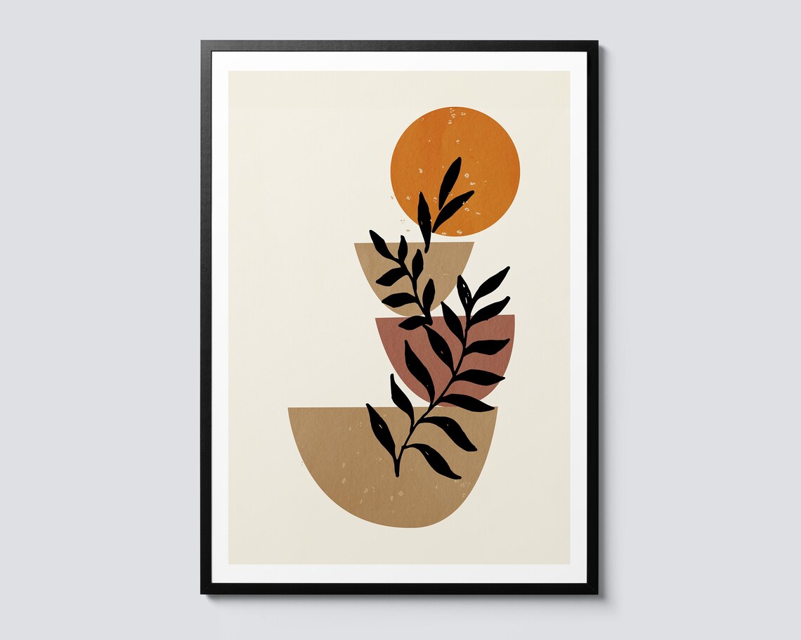 Boho Scandi Olive Branch Portrait Art Print