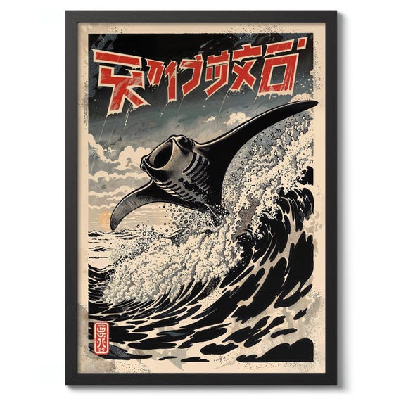 The Great Manta Ray Anime Illustration Poster