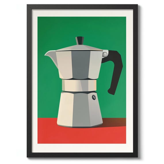 Mocha Pot Print Kitchen Coffee Poster Graphic Wall Art Decor Gift