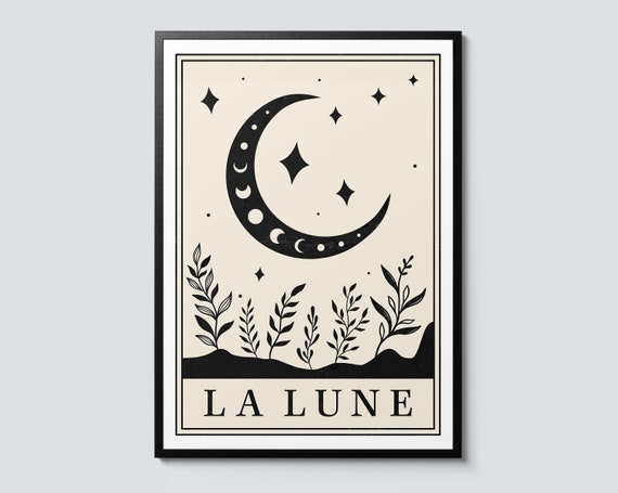 Boho La Lune Moon and Stars Art Print