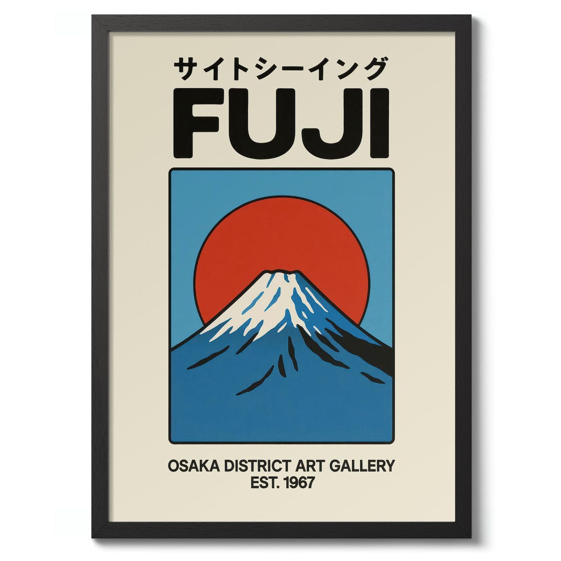 Mount Fuji Red Sun Retro Japanese Travel Poster Gallery Decor