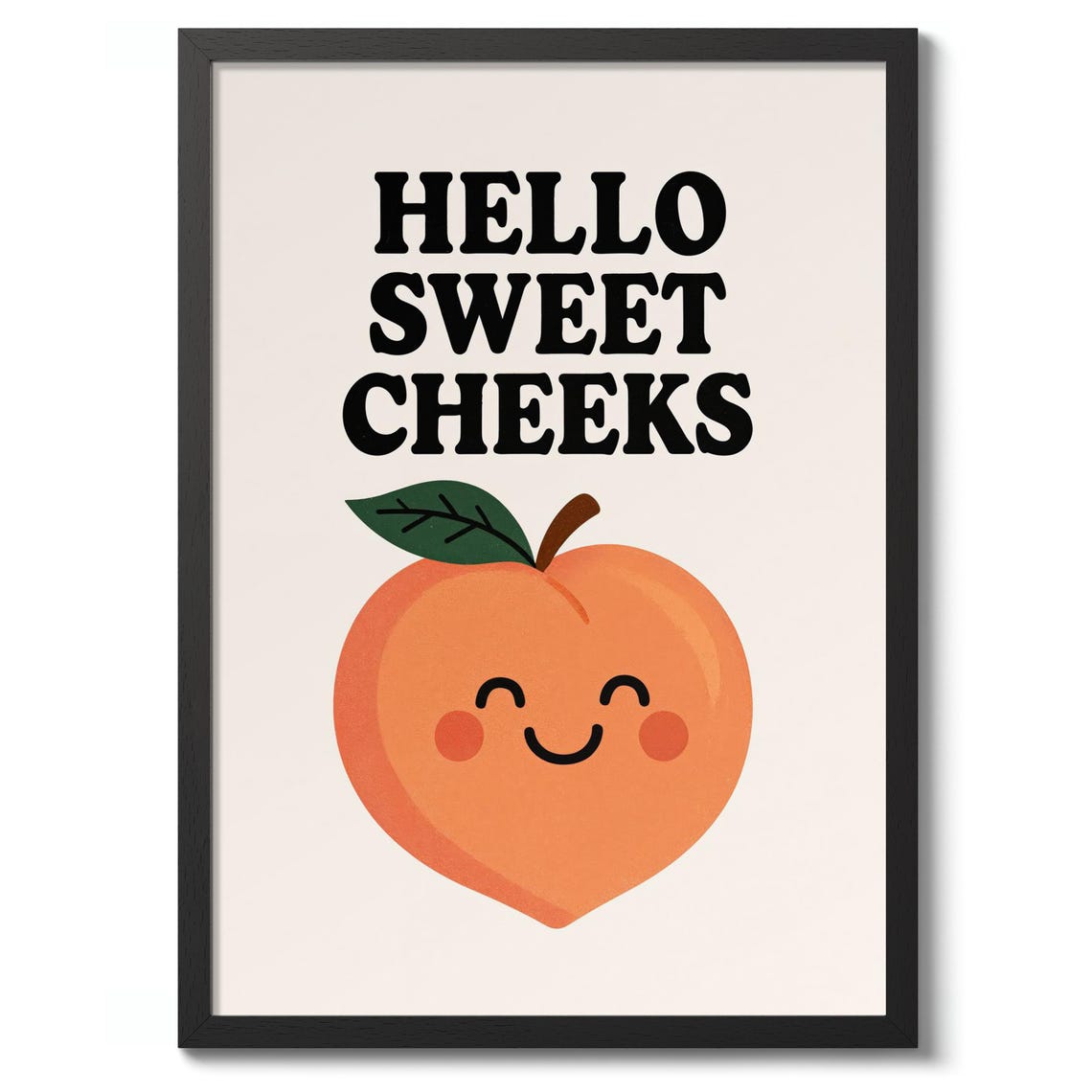 Hello Sweet Peach Typography Print Funny Bathroom Poster Wall Art Decor Gift
