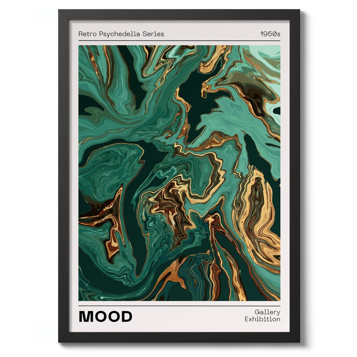 MOOD Emerald Marble Swirl 1960s Retro Psychedelia Gallery Poster