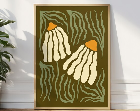 Daisies Matisse Inspired Style Flower Poster Henry Matisse Exhibition Mid Century Wall Art Bedroom Living Room Decor