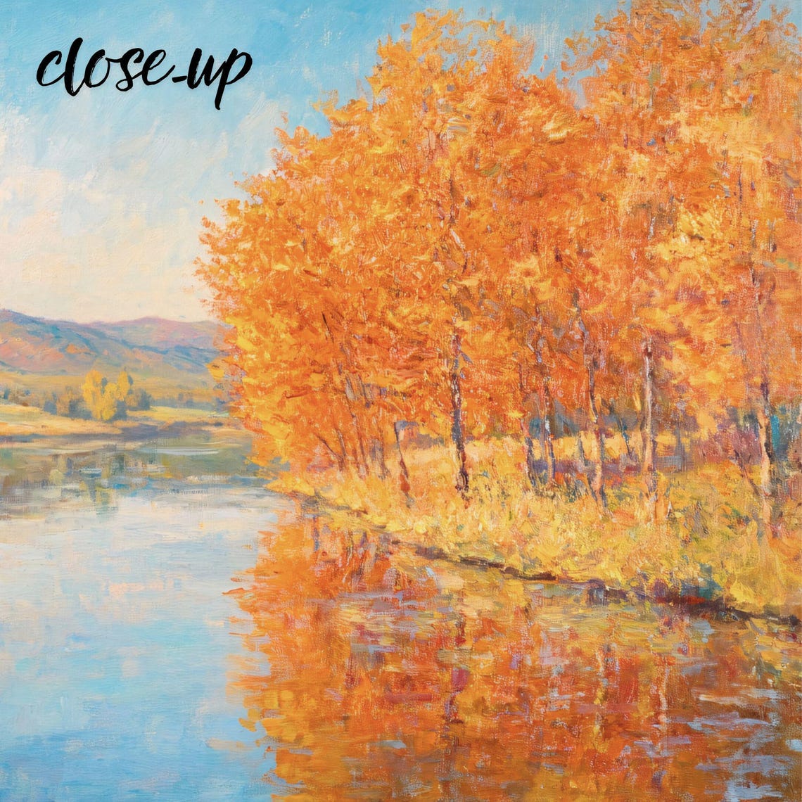 Golden Autumn River Reflection Impressionist Landscape Poster - Image 4