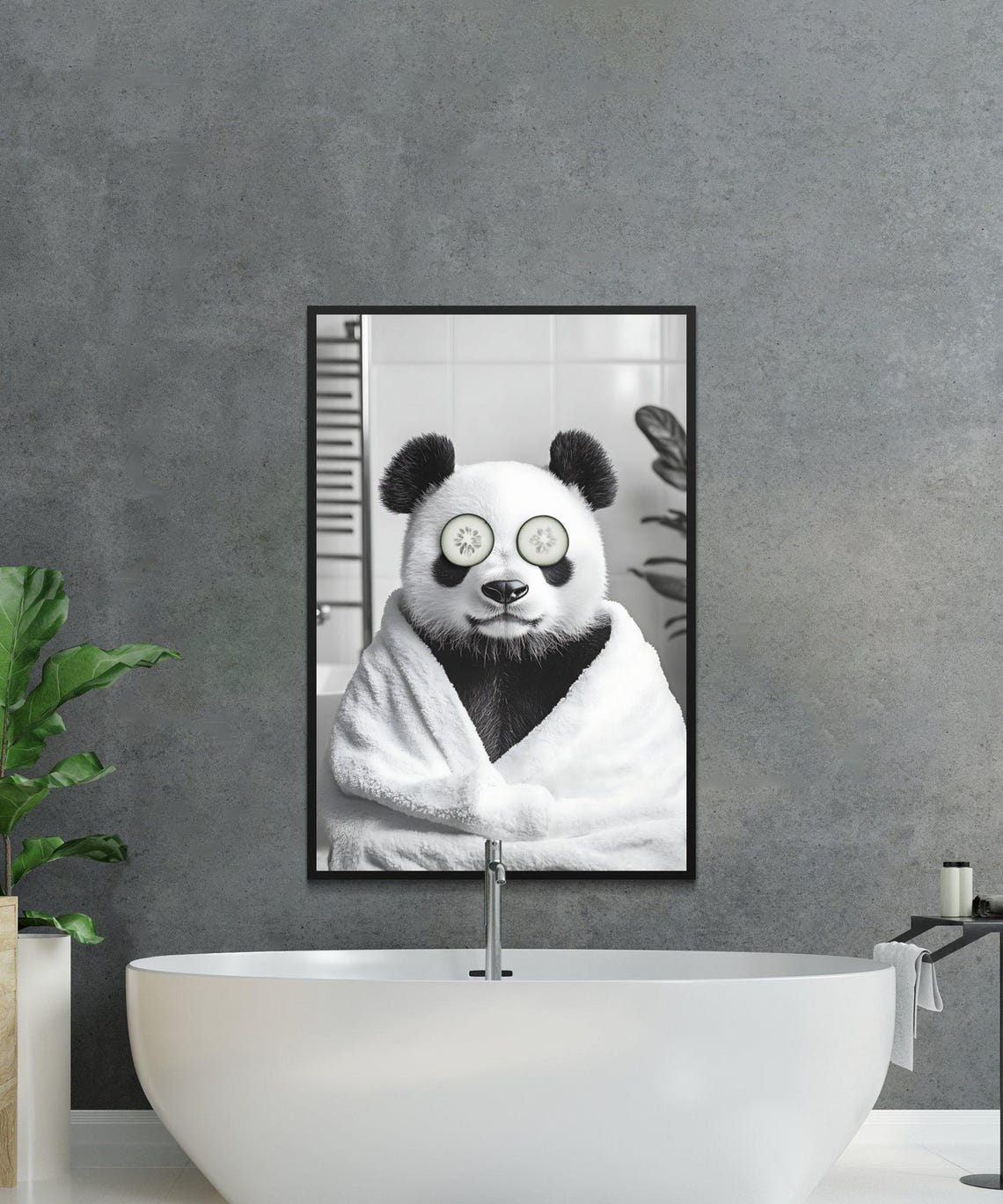 Pampered Panda in a Towel With Cucumber Slices on Eyes Poster - Image 2