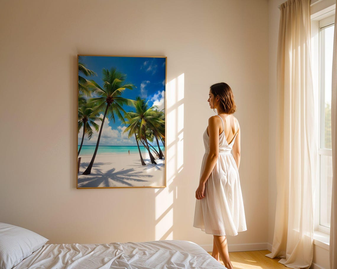 Tropical Palm Tree Beach Paradise Turquoise Ocean Photo Poster - Image 4