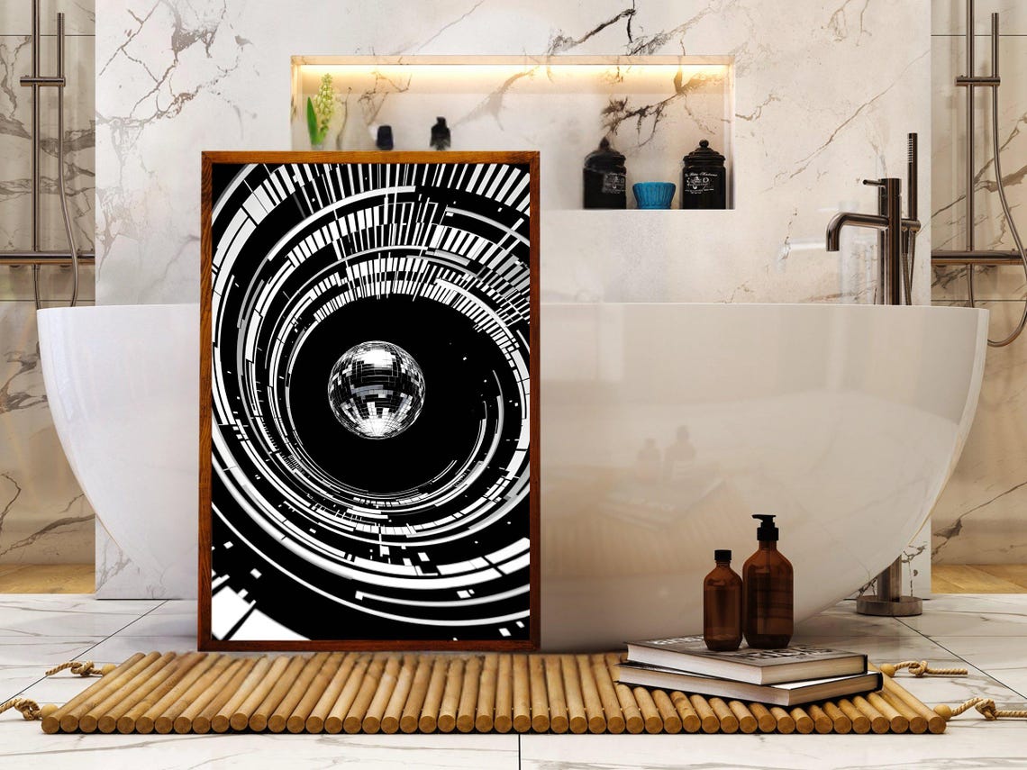 Futuristic Black And White Geometric Wall Art Modern Abstract Art Print Contemporary Home Decor Unique Graphic Design Poster - Image 4