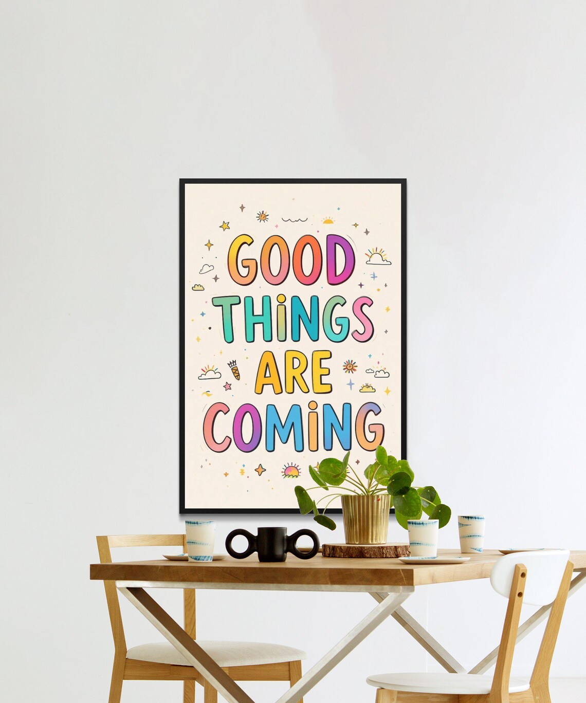 Good Things Are Coming Colorful Rainbow Lettering Positive Affirmation Poster - Image 2