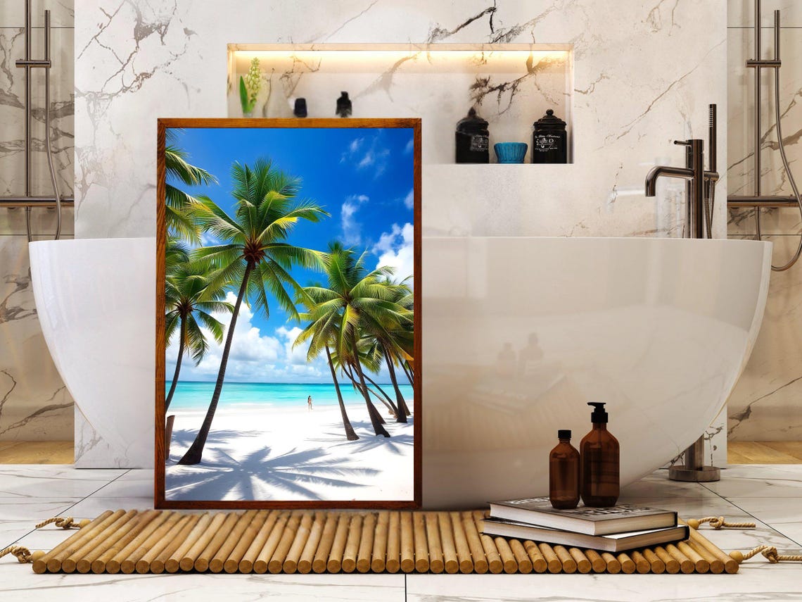 Tropical Palm Tree Beach Paradise Turquoise Ocean Photo Poster - Image 2