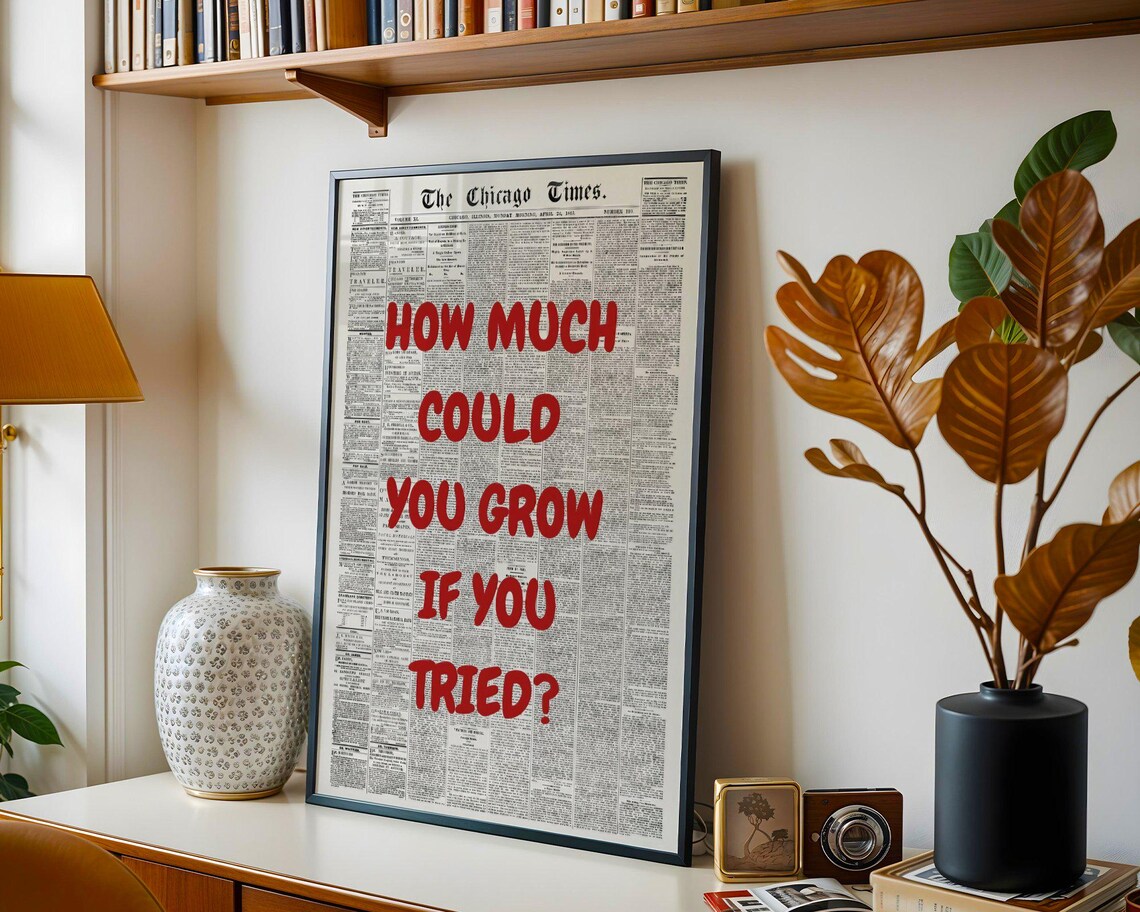How Much Could You Grow If You Tried Red Vintage Chicago Times Poster - Image 2