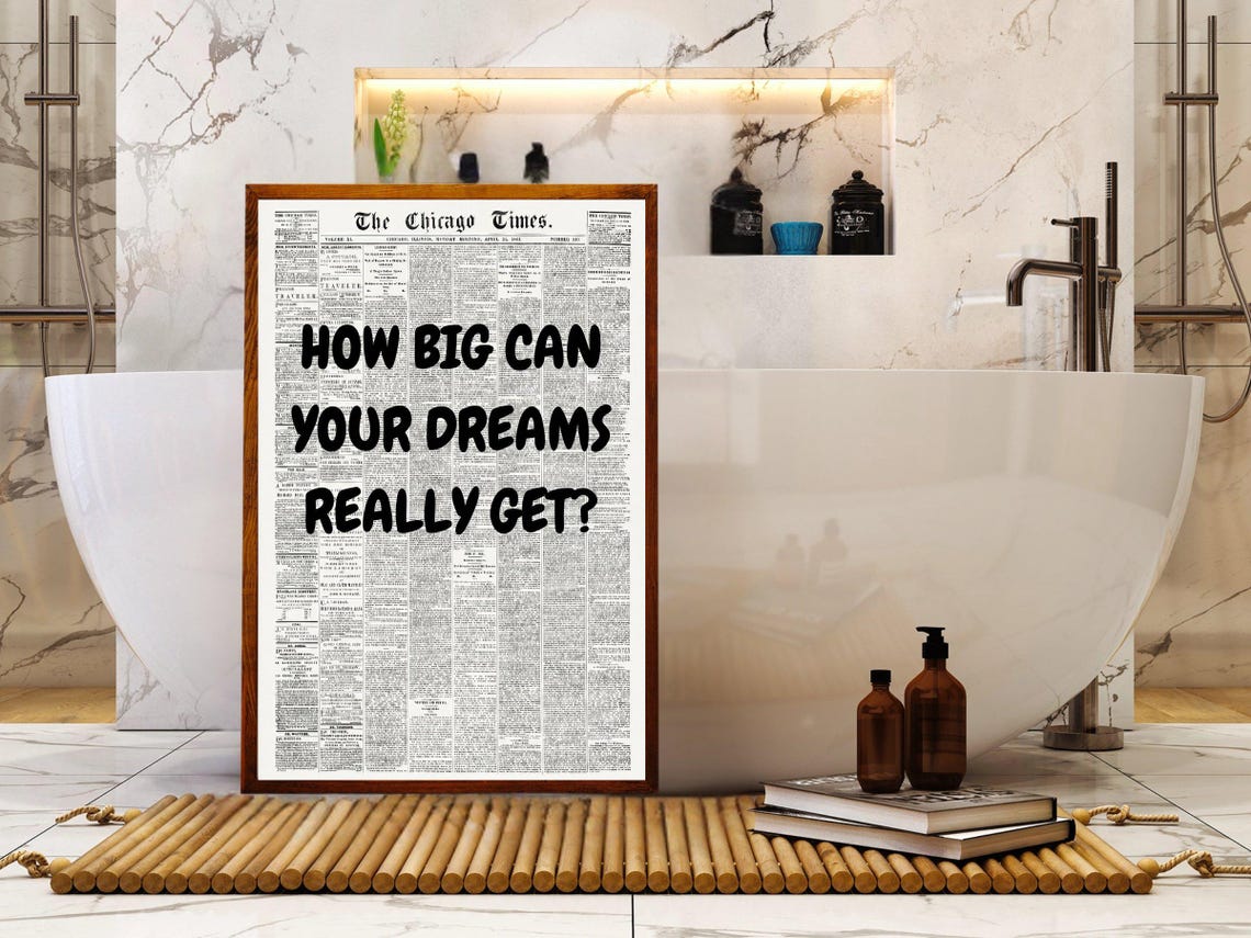 How Big Can Your Dreams Really Get Black Newspaper Typography Poster - Image 4