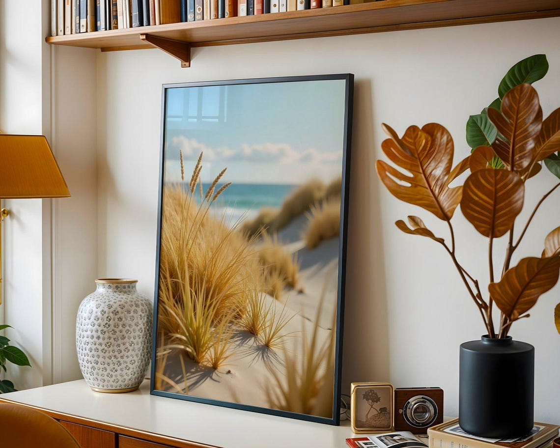 Beach Grass Wall Art Ocean View Print Coastal Photography Decor Seashore Landscape Poster Nautical Home Decor Beach Scene Artwork - Image 3