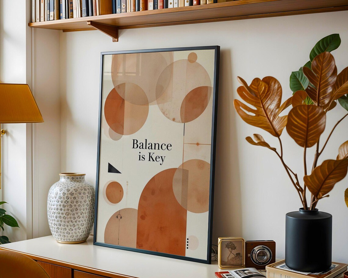 Balance Is Key Terracotta Geometric Circles Modern Abstract Wall Decor Print - Image 3