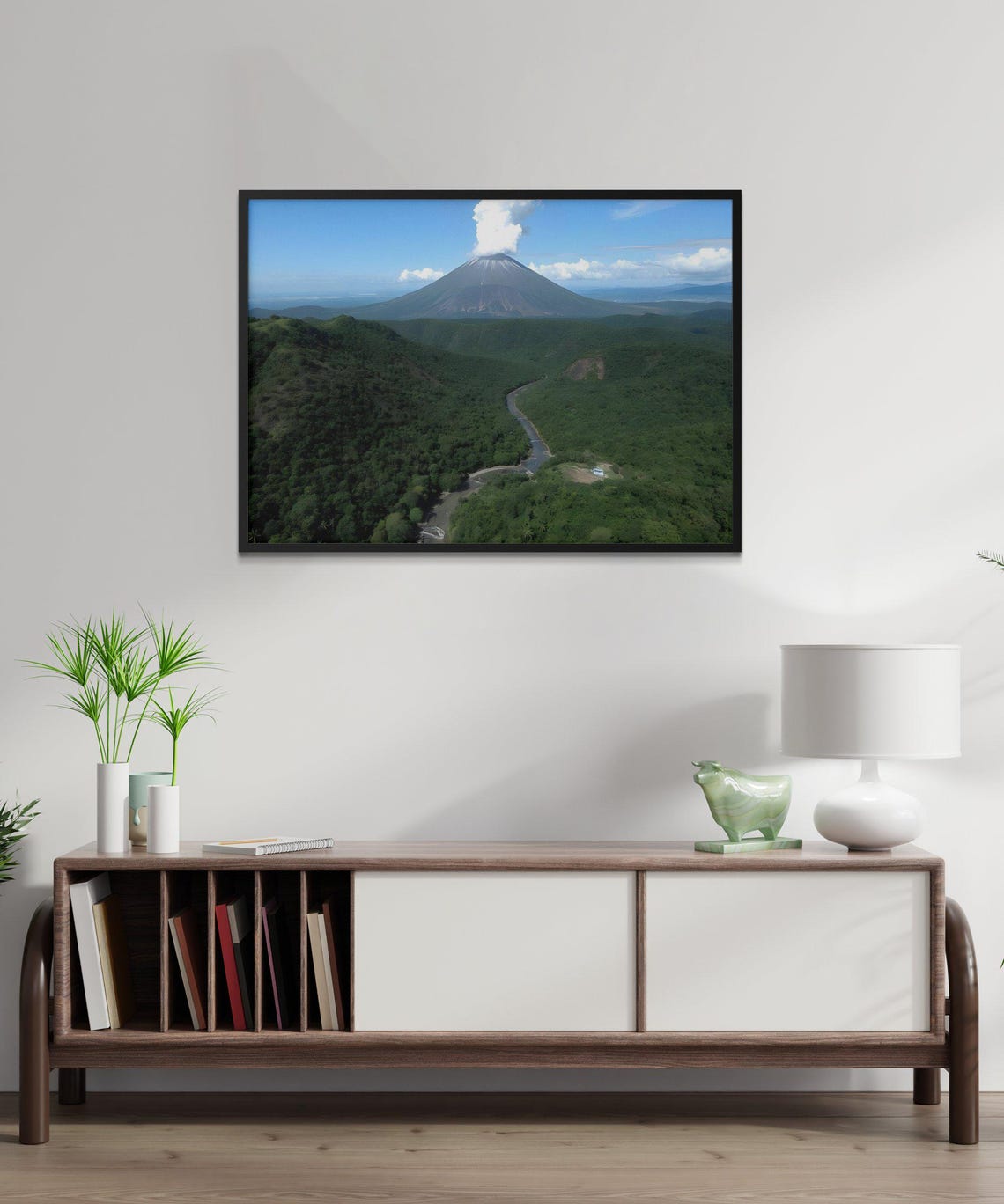 Beautiful Volcano Wall Art Nature Landscape Print Mountain Peak Decor Scenic Wall Hanging Misty Mountains Valley View Artwork - Image 3