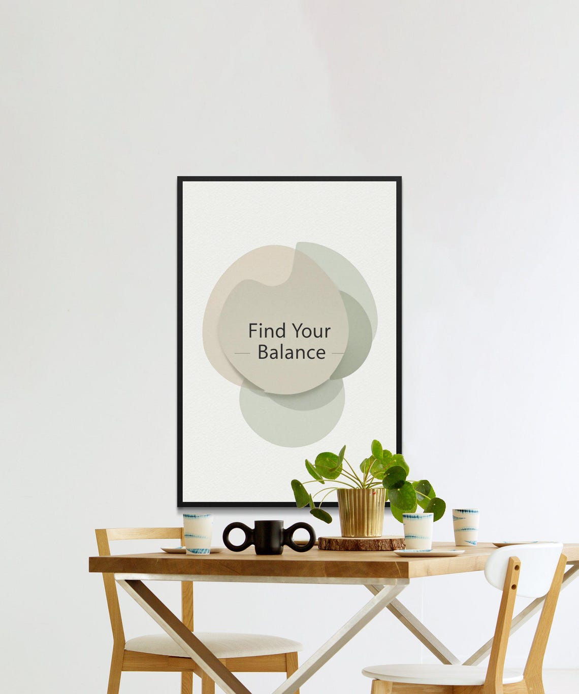 Find Your Balance Warm Neutral Boho Abstract Shapes Quote Poster - Image 2