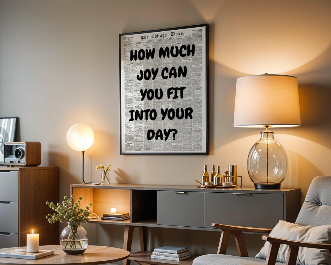 How Much Joy Can You Fit Into Your Day Black Newspaper Quote Poster - Image 3