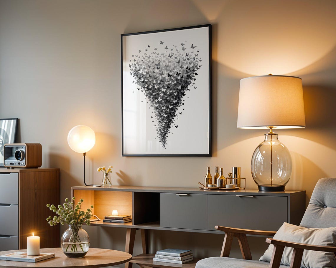 Black And White Butterfly Swarm Art Monochrome Butterfly Wall Decor Abstract Butterfly Print Butterfly Home Wall Decor - Image 3