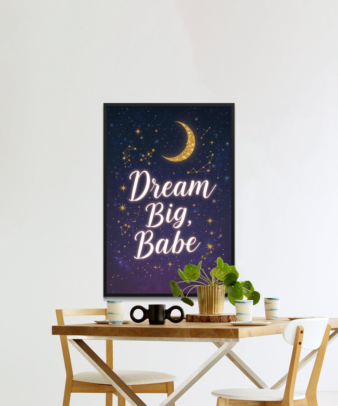 Dream Big Babe Celestial Moon Stars Night Sky Inspirational Quote Poster - Image 2