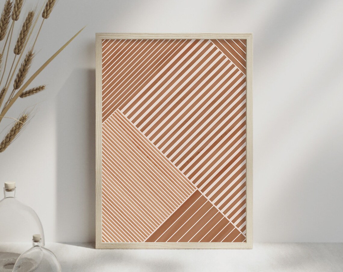 Stripes Geometric Abstract Art Print, Terracotta - Image 3