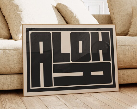 Aloha Minimalist Typography Print Modern Hawaiian Art Poster Black And White Decor Printed On Luxury Paper