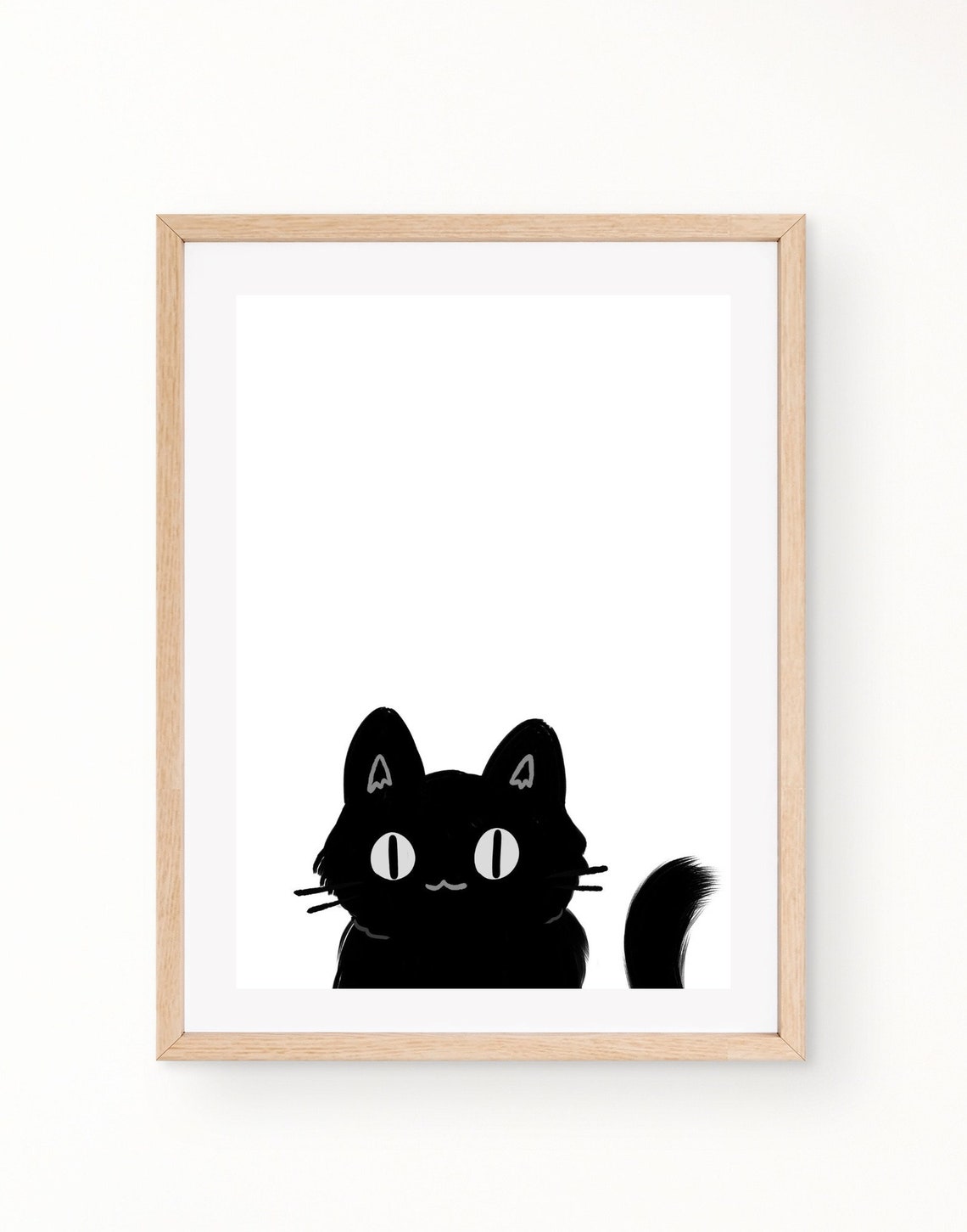 Cute Cartoon Black Cat Big White Eyes Playful Nursery Poster - Image 4