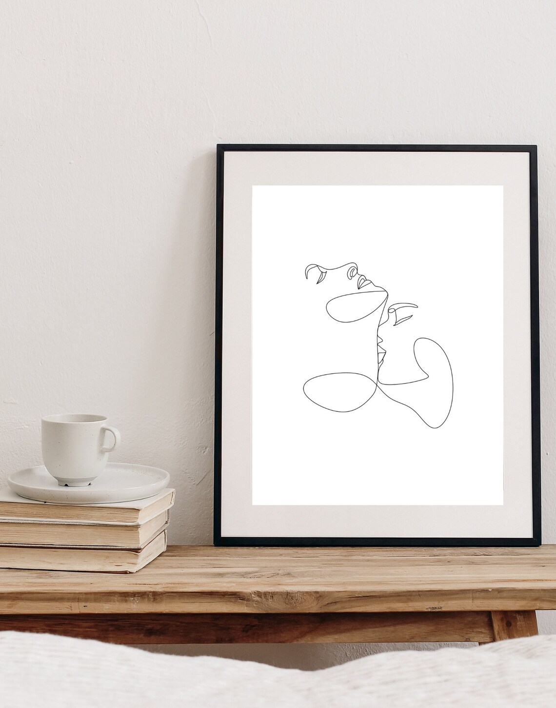 Kissing Couple Continuous Line Art Minimalist Lovers Face Poster - Image 4