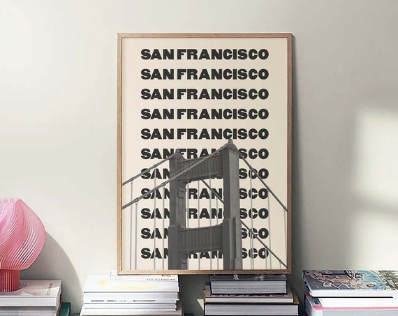 San Francisco Travel Print Art Black And White Golden Gate Bridge Travel Print Neutral Trendy Wall Art